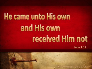 John 1:11 His Own Received Him Not (red) 
